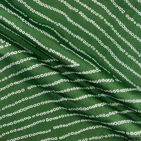 Bandhani Print Leheriya Chinon Chiffon Fabric-F4909